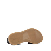 Women's Black Leather Sandals with Adjustable Buckle (541-23074)