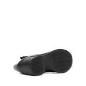 Damen Blockabsatz Schuhe Schwarz Leder mit Schnallenriemen (727-28634)