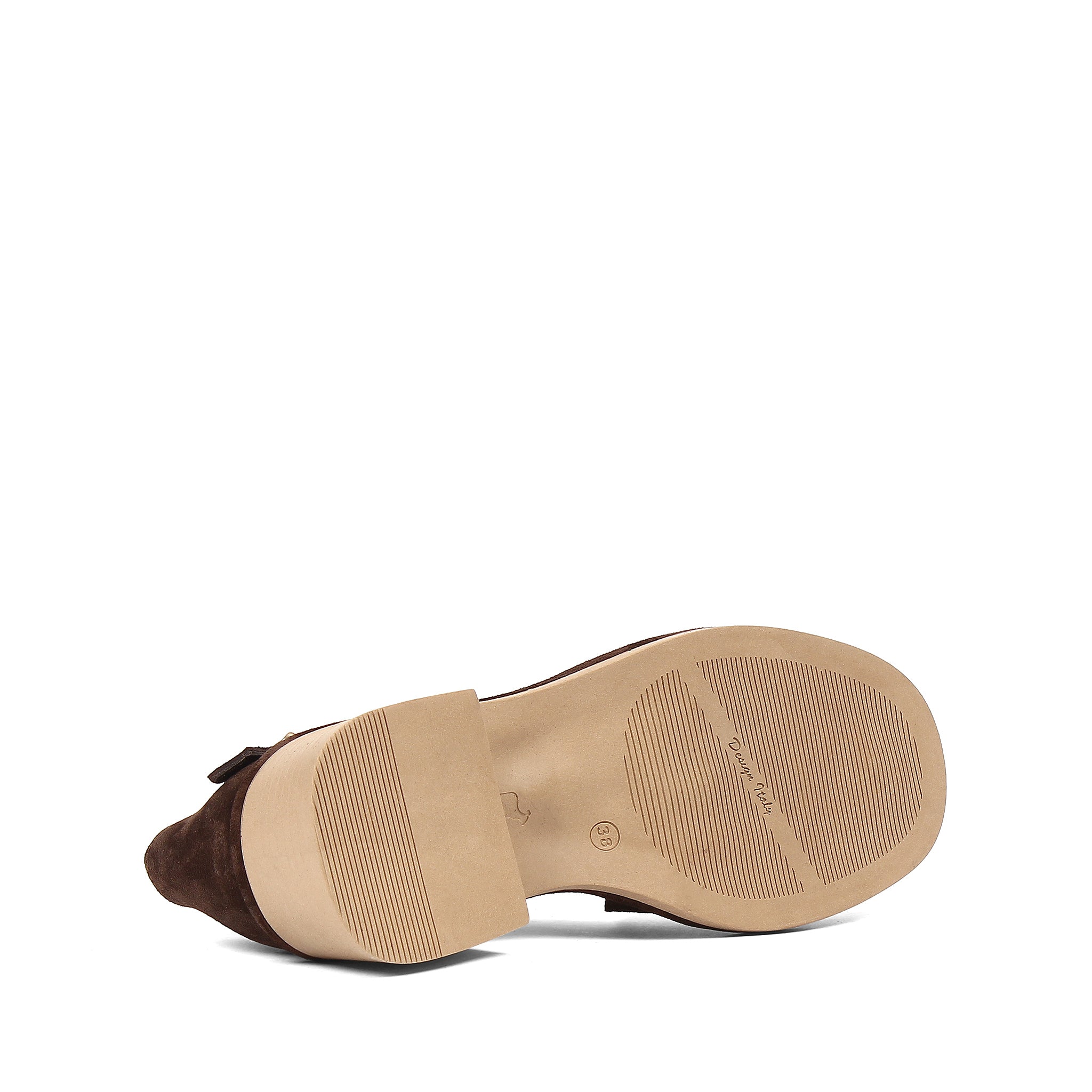Women's Brown Suede Leather Sandals with Adjustable Buckle (796-42303)