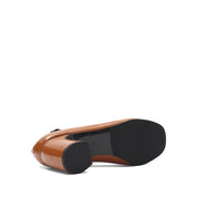 Damen Mary Jane Pumps aus schwarzem Lackleder mit Blockabsatz und Riemen (752-31700)