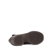 Women's Brown Leather Block Heel Shoes with Side Buckle Strap (727-28634)