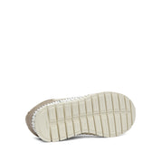 Damen Leder-Sneaker in Beige mit Lasercut-Muster und Kontrastdetails (759-33502)