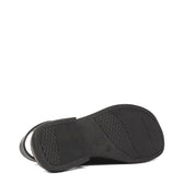 Women's Black Leather Sandals with Adjustable Buckle (784-41605)