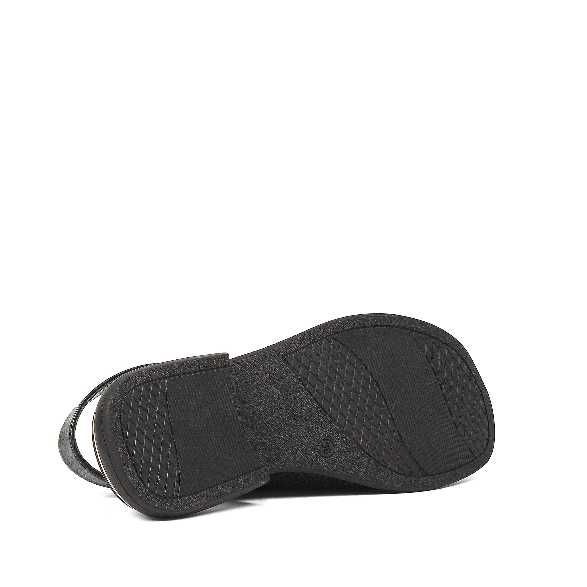 Women's Black Leather Sandals with Adjustable Buckle (784-41605)