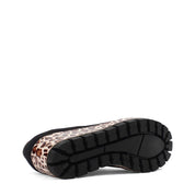Damen Plateau-Slipper – Schwarz mit braunem Leo-Muster (317-401)