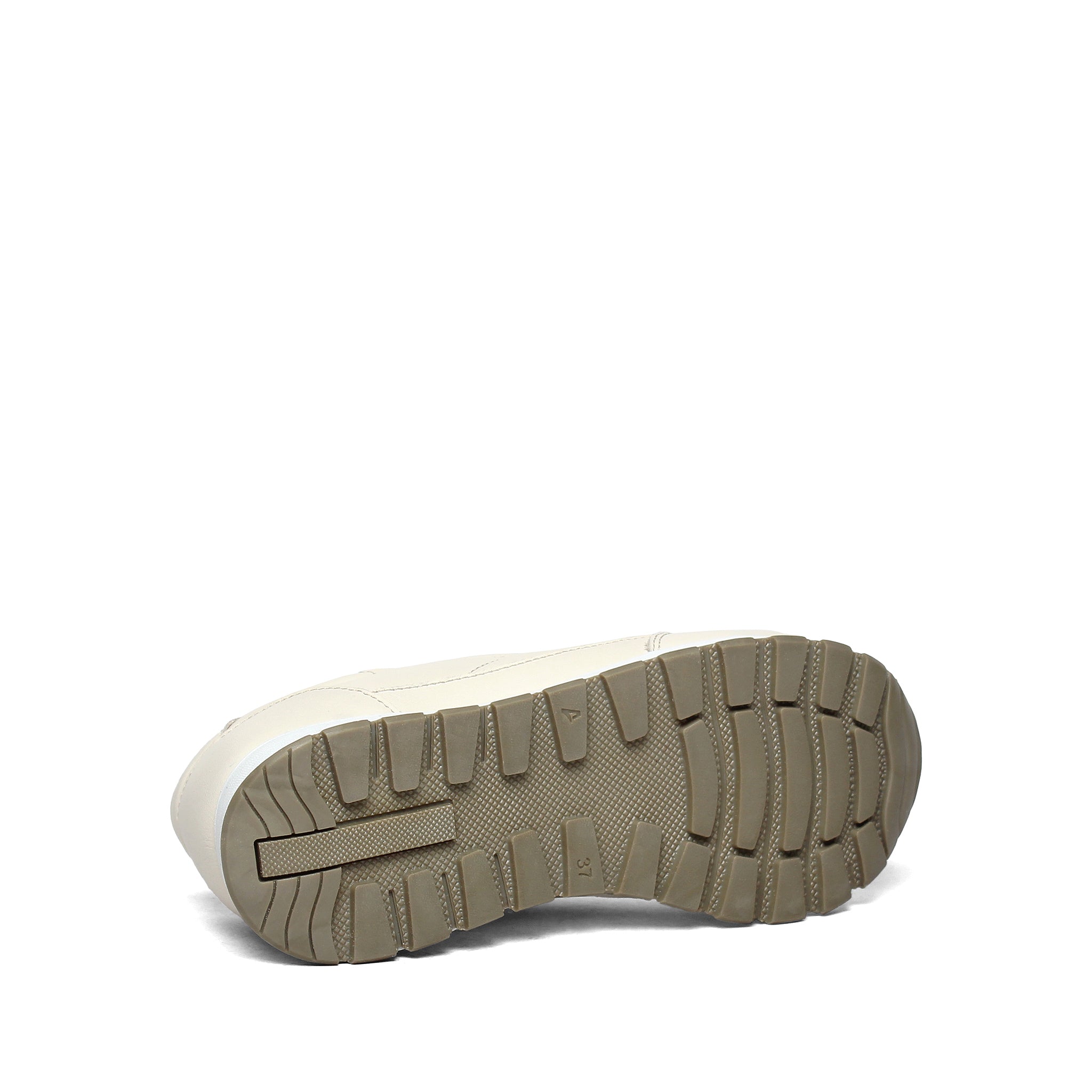 Damen Sneaker aus gestepptem Leder in Beige mit Plateau (102-27611)