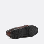 Men’s Tan Textured Leather Slip-On Loafers with Buckle Detail (639-259)