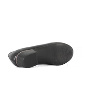 Damen Schwarze Leder-Klassikschuhe mit Blockabsatz (494-25823)