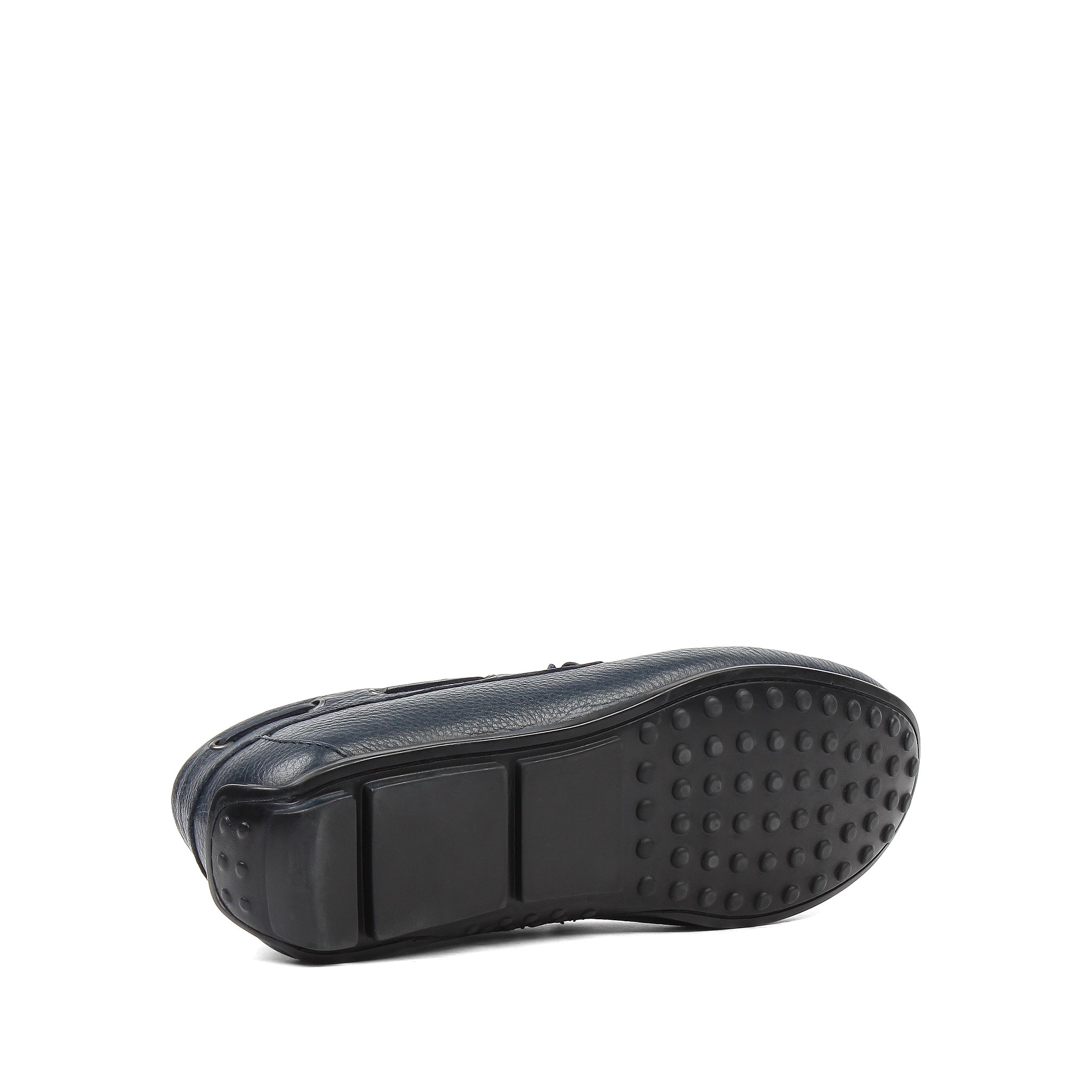 Herren Slipper aus dunkelblauem Leder mit Schleife und Gummisohle (606-210)