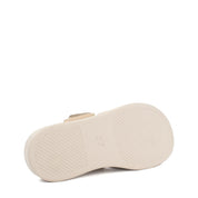Damen Sandalen aus beigem Leder mit Klettverschluss (366-28217)
