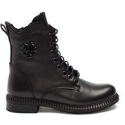 Damen Schwarze Leder Stiefel mit Warmem Futter (625-23909)
