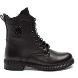 Damen Schwarze Leder Stiefel mit Warmem Futter (625-23909)