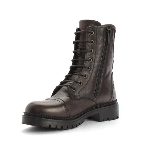 Damen Schwarze Leder Winterstiefel mit Warmem Futter (625-23919)