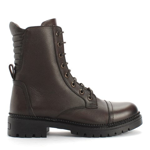 Damen Schwarze Leder Winterstiefel mit Warmem Futter (625-23919)