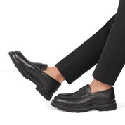 Herren Penny Loafer aus schwarzem Leder mit EVA-Profilsohle (663-640)