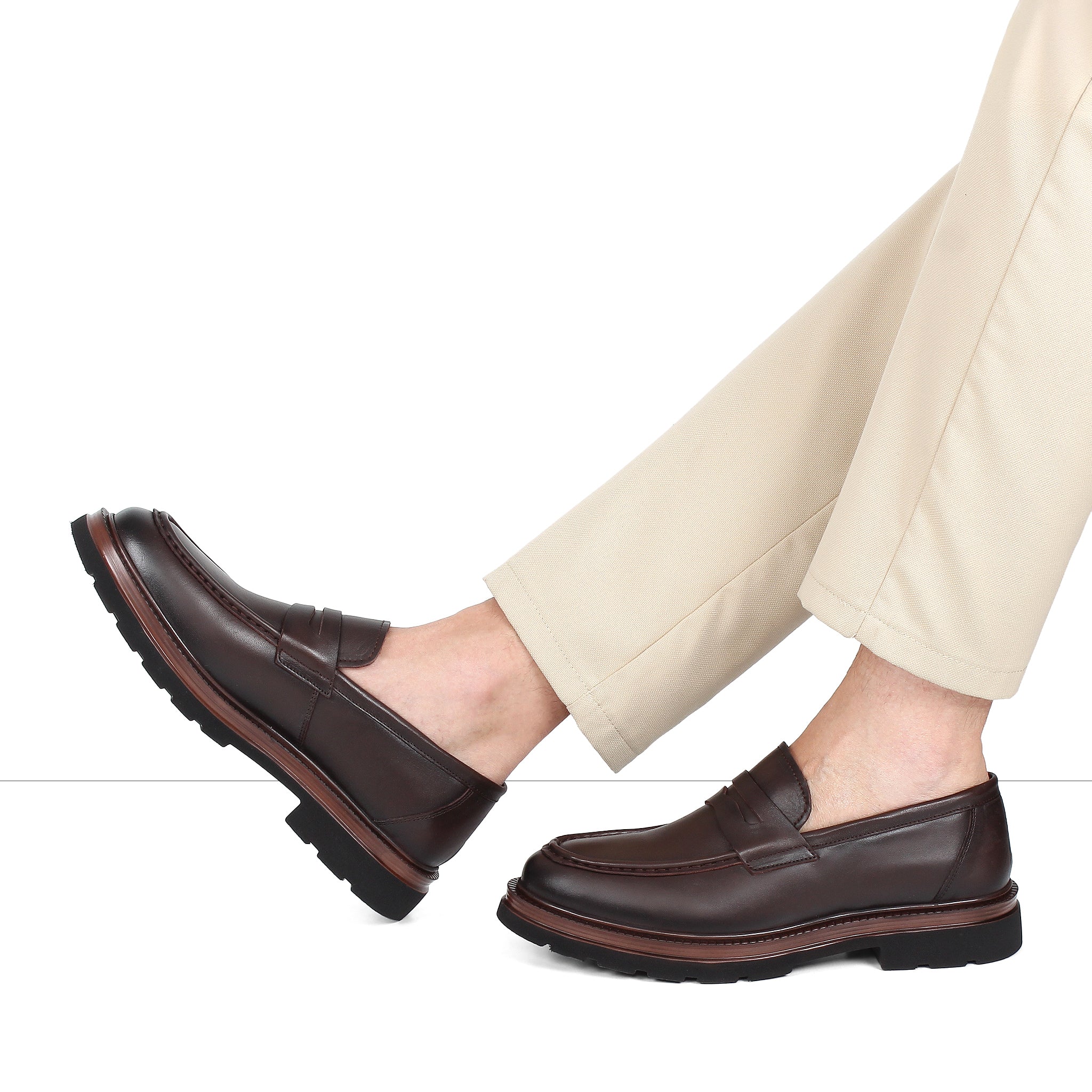 Herren Penny Loafer aus braunem Leder mit EVA-Profilsohle (663-460)