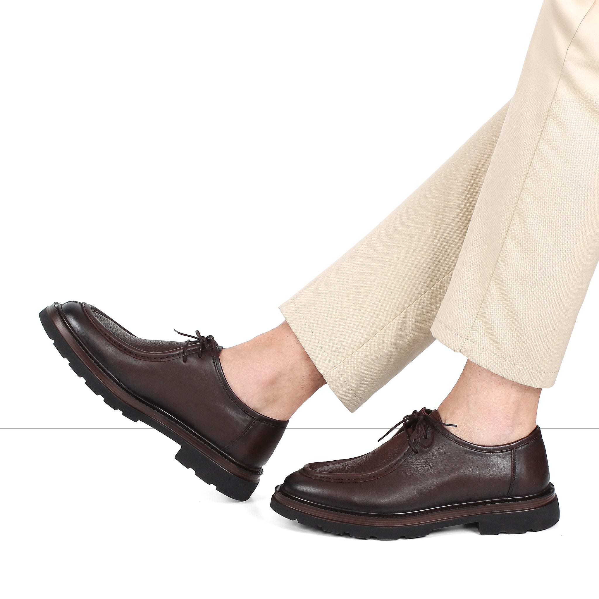 Herren Derby-Schuhe aus braunem Leder mit EVA-Sohle und Plain-Toe (663-461)