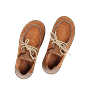 Damen Schnürschuhe Hellbraun Wildleder mit Kork-Gummisohle (759-33508)