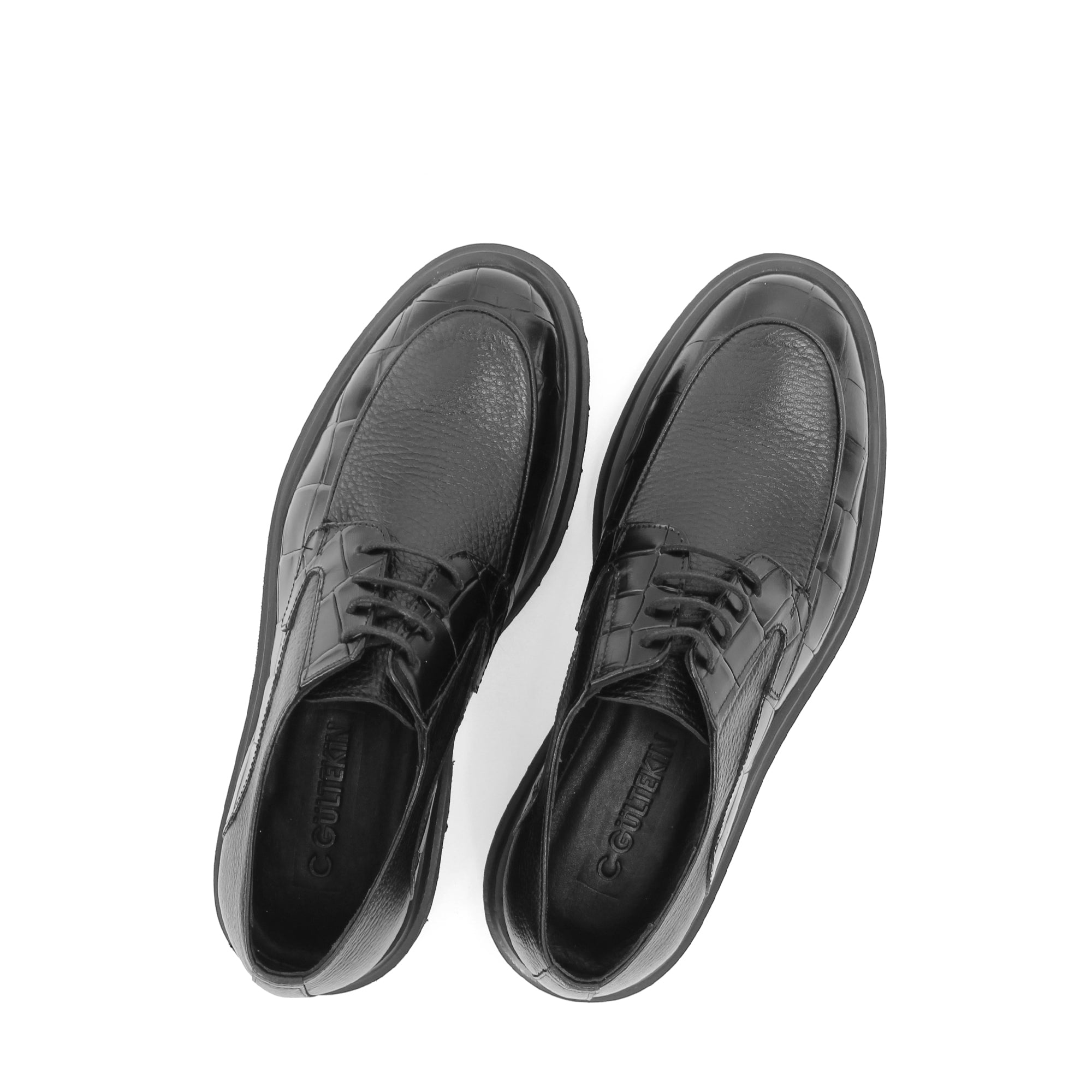 Herren Klassische Schuhe aus Schwarzem Croco-Leder (064-1040)