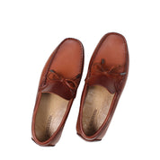 Men’s Tan Leather Driving Loafers – Classic Moccasins with Bow (764-5400)