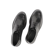 Elegante Herren Derby-Schuhe aus schwarzem Leder mit Brogue-Muster (395-2887)