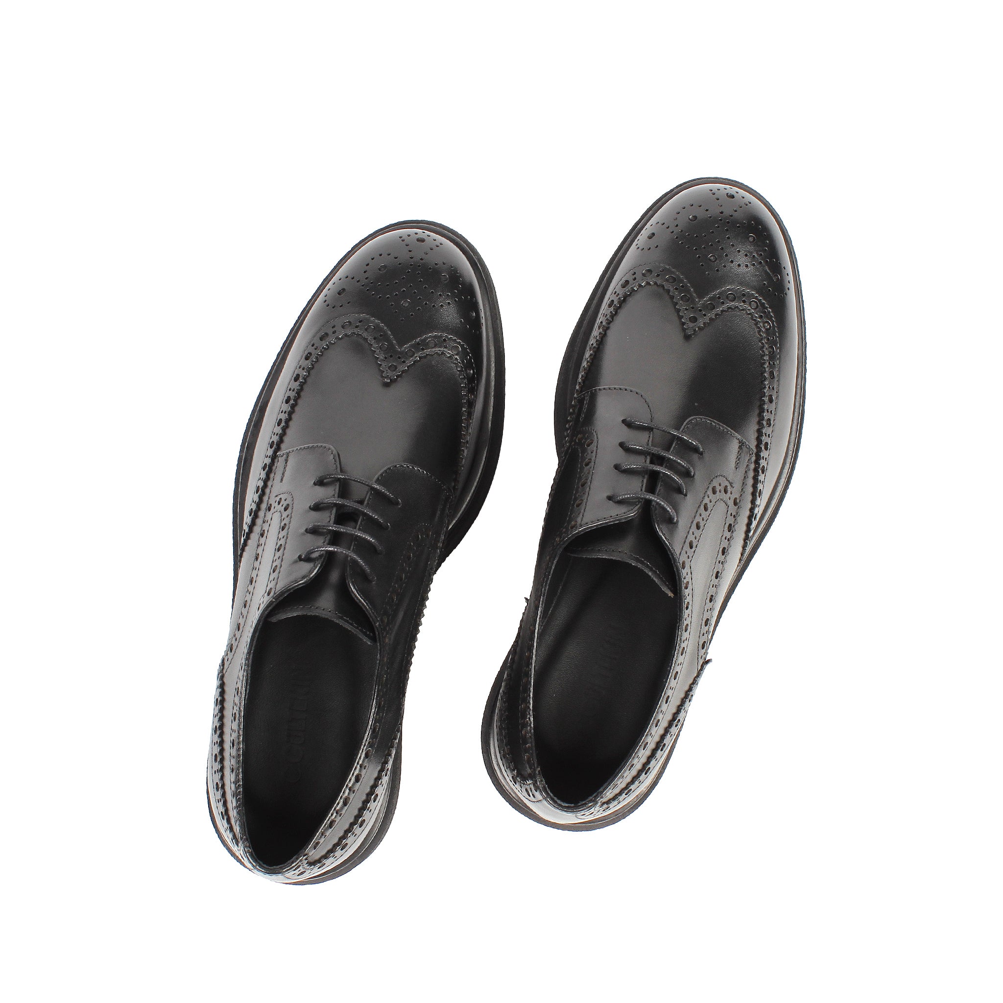 Elegante Herren Derby-Schuhe aus schwarzem Leder mit Brogue-Muster (395-2887)