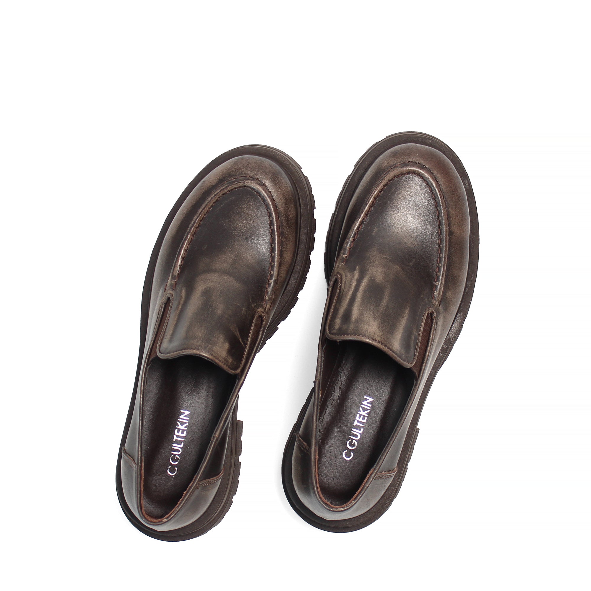 Women's Anthracite Leather Loafers (029-20154)