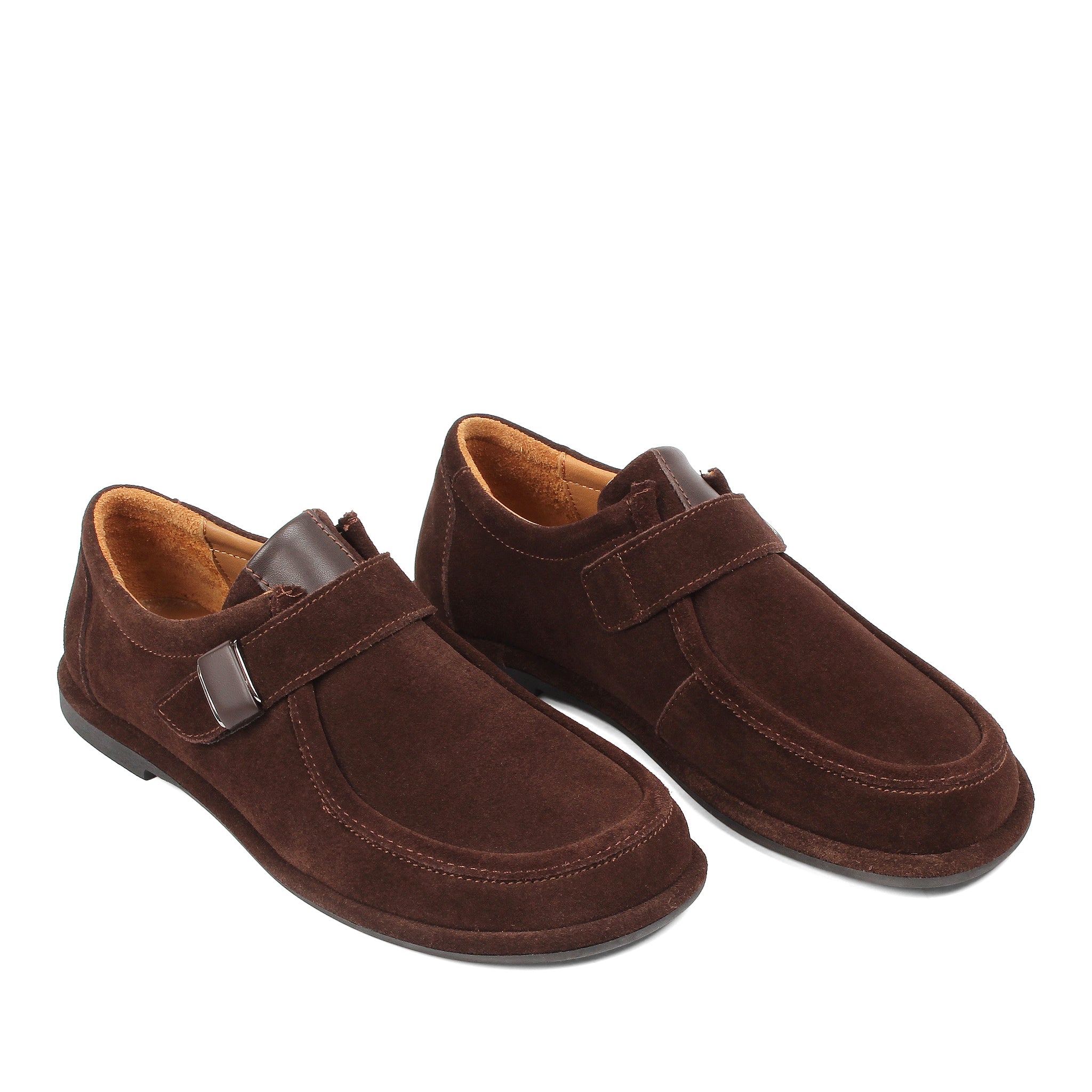 Damen Flache Schuhe Braun Wildleder mit Schnalle und Komfortsohle (726-28411)