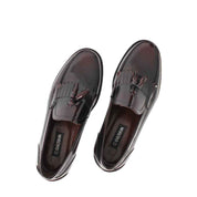 Men’s Burgundy Patent Leather Tassel Loafers – Stylish Slip-On Shoes (747-4538)