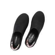 Damen Plateau-Slipper – Schwarz mit braunem Leo-Muster (317-401)