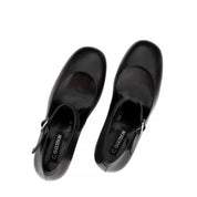 Damen Mary Jane Pumps aus schwarzem Leder mit Blockabsatz und Riemen (752-31700)
