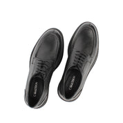 Herren Derby-Schuhe aus schwarzem genarbtem Leder mit Mokassin-Naht (395-2886)