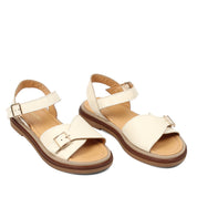Damen Sandalen aus cognacfarbenem Leder mit Klettverschluss und Plateau (366-28211)