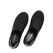 Damen Plateau-Slipper – Schwarz mit braunem Leo-Muster (317-401)