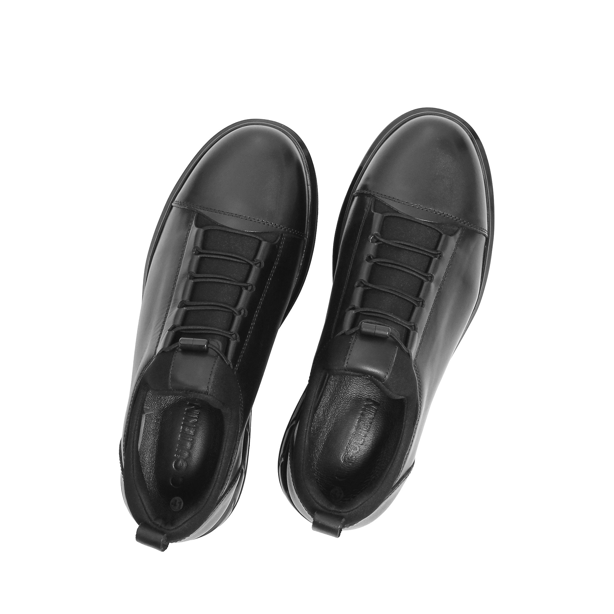 Herren Low-Top Sneaker aus schwarzem Leder mit elegantem Design (691-3441)