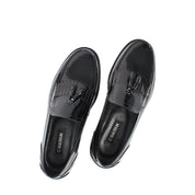 Men’s Black Patent Leather Tassel Loafers – Classic Slip-On Shoes (747-4538)