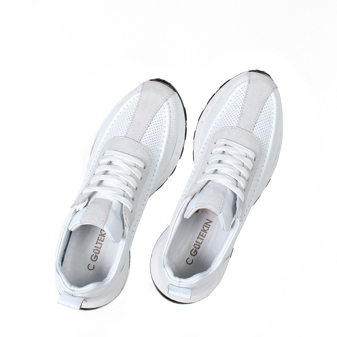Damen Sneaker aus weißem Leder – Leicht & Bequem (686-29205)