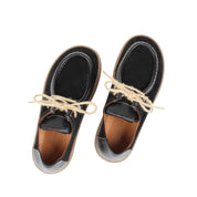 Damen Schnürschuhe Schwarz Wildleder mit Kork-Gummisohle (759-33508)