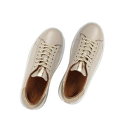 Beige Leather Platform Sneakers with Heel  (727-28664)