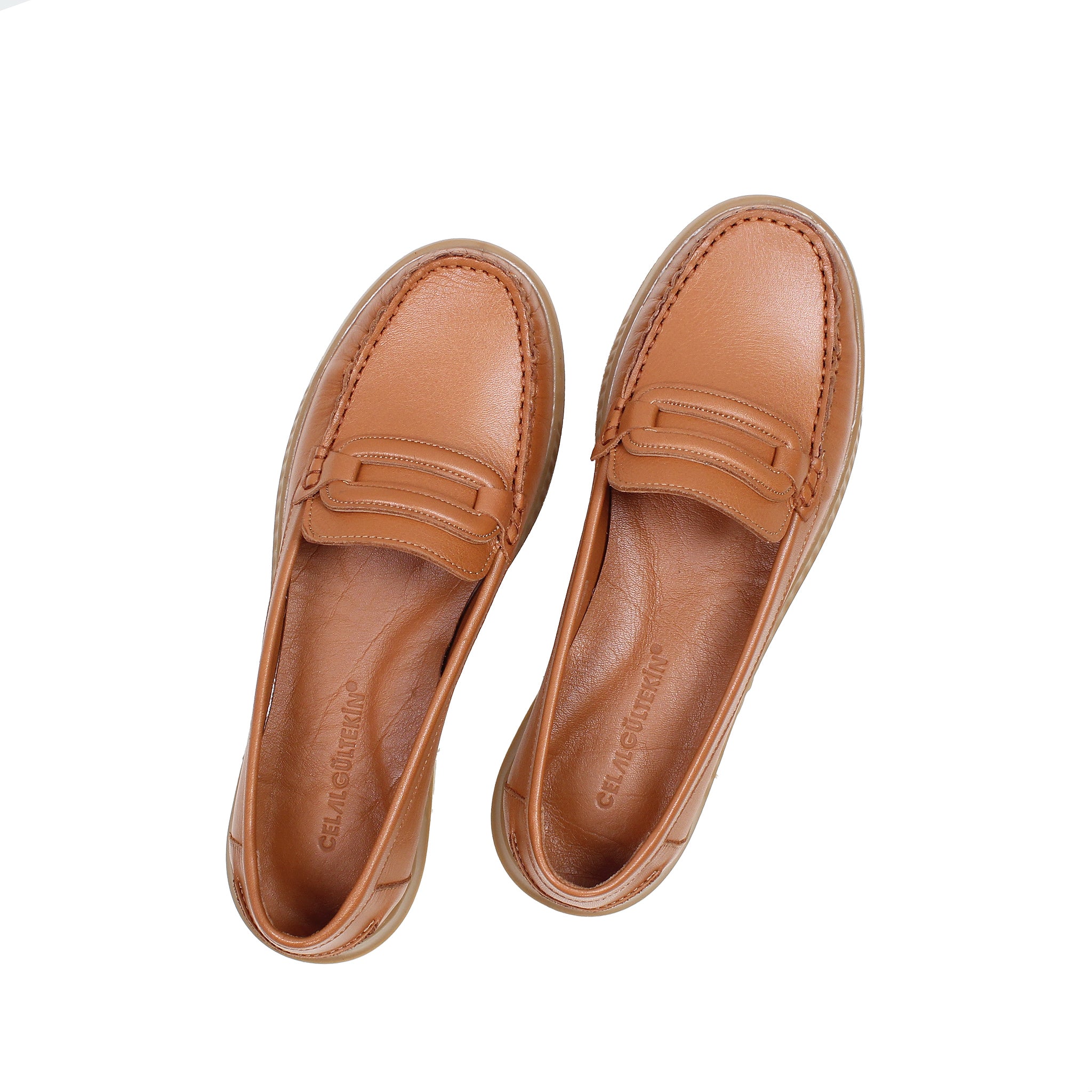 Celal Gültekin Damen Slipper aus Leder in Hellbraun (654-40301)