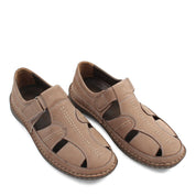 Herren Nubuk Fischer-Sandalen Sand – Bequeme Klettverschluss-Schuhe (763-5301)