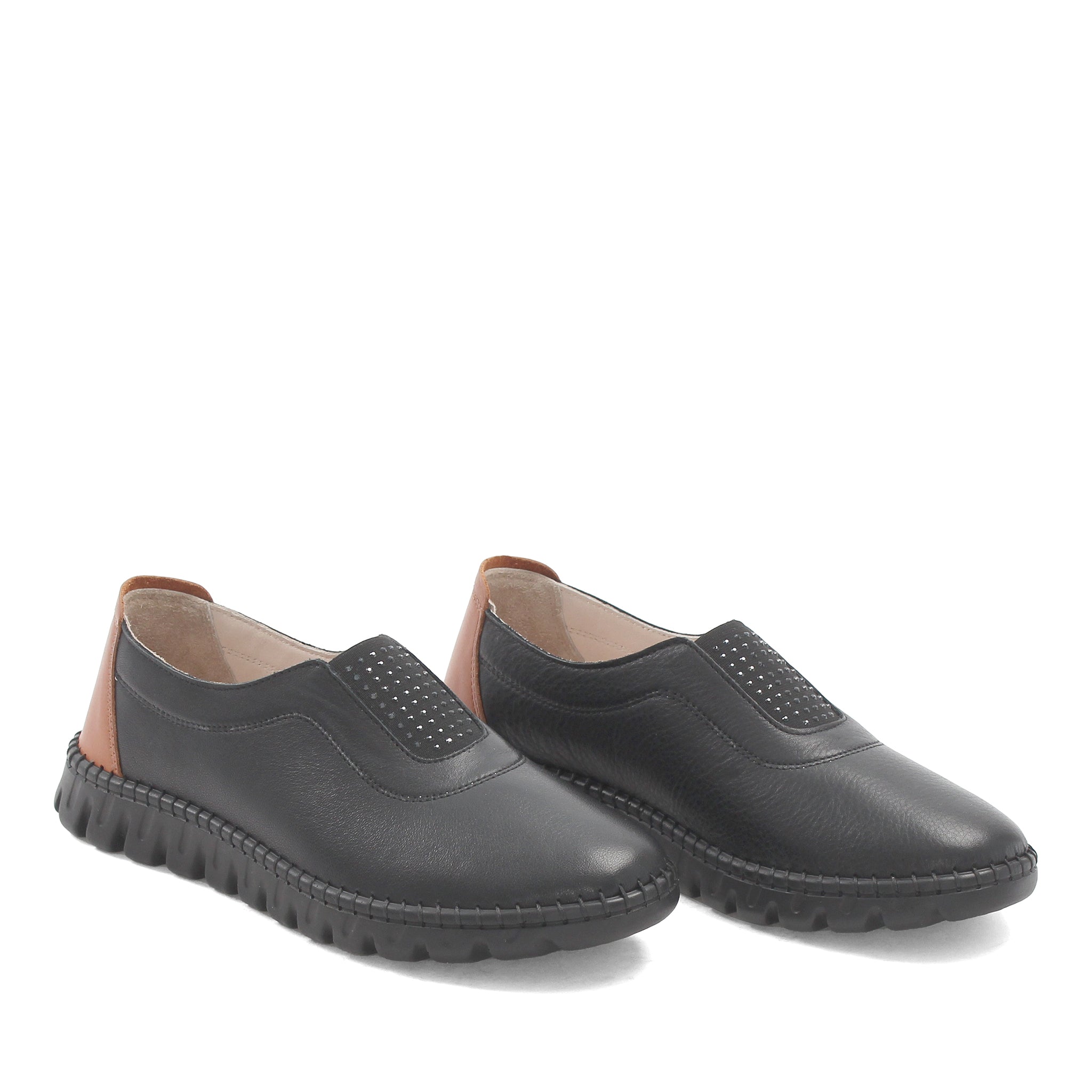 Damen Slipper Schwarz aus Leder mit EVA-Sohle (664-25914)
