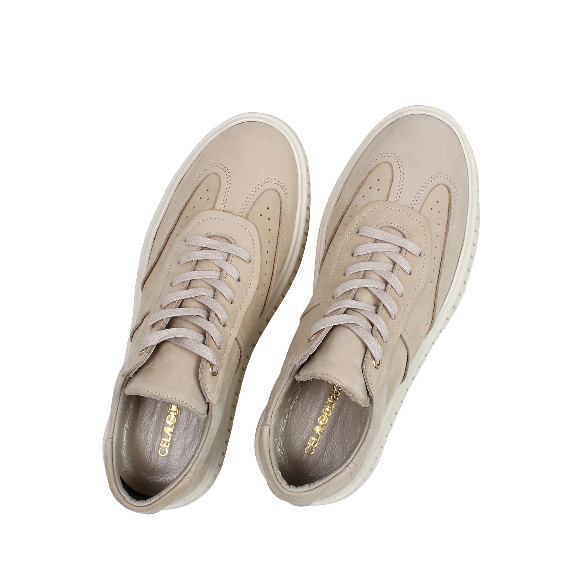 Herren Schnürsneaker aus beigefarbenem Nubukleder (448-1912)
