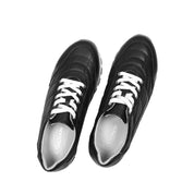 Damen Sneaker aus gestepptem Leder in Schwarz mit Plateau (102-27611)