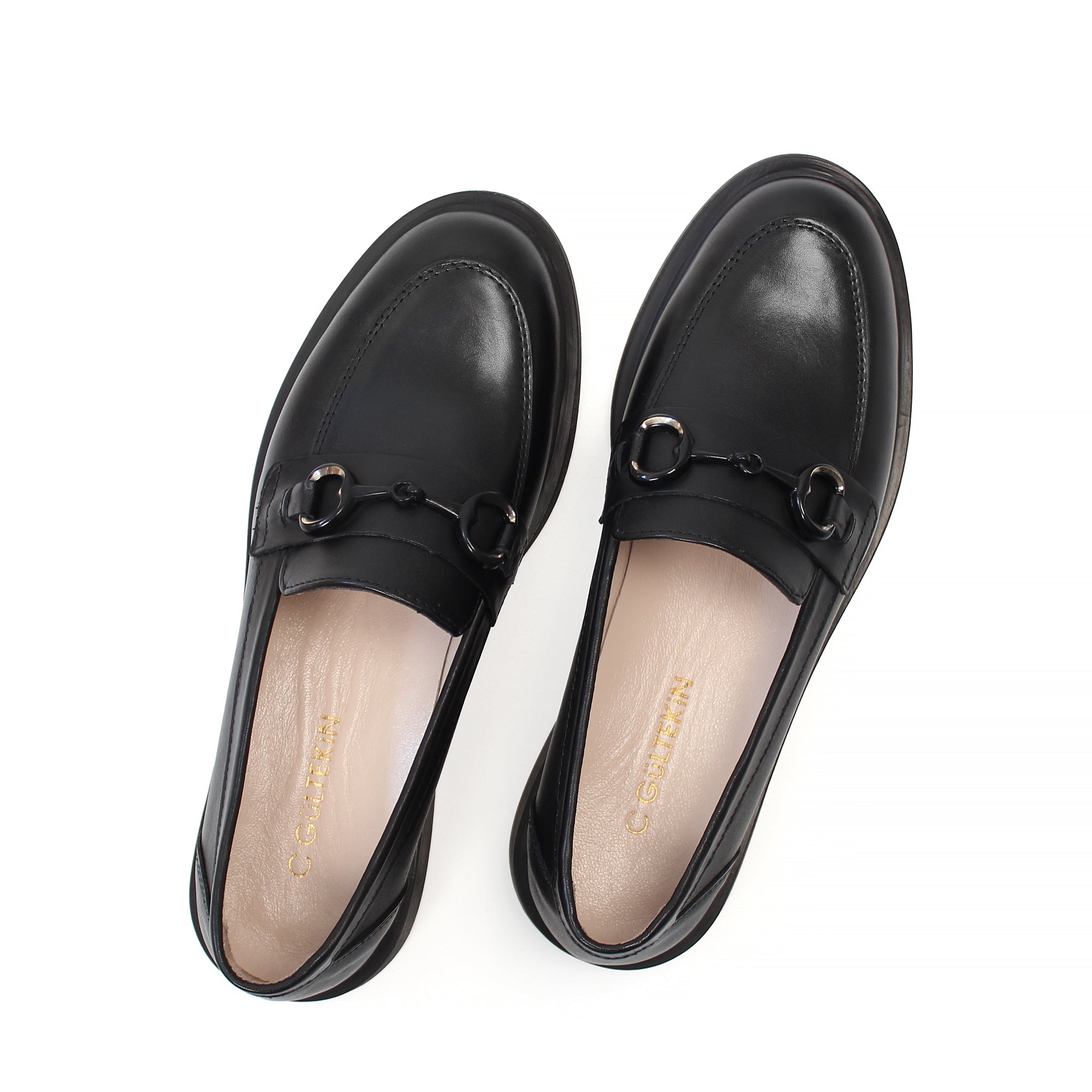 Damen Schwarze Leder Loafer mit Stilvollem Akzent (494-25824)