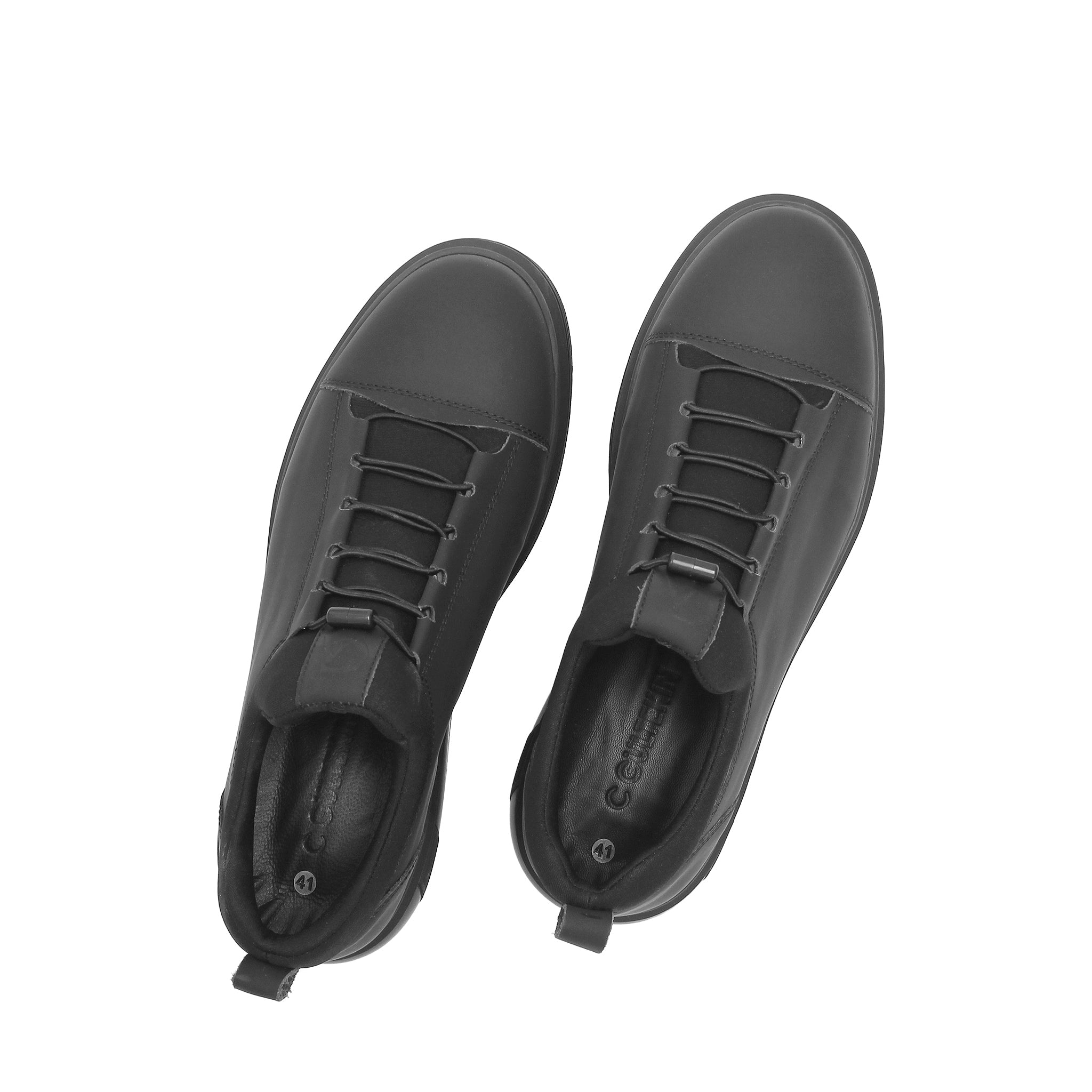 Herren Low-Top Sneaker aus schwarzem Leder mit matter Oberfläche (691-3441)