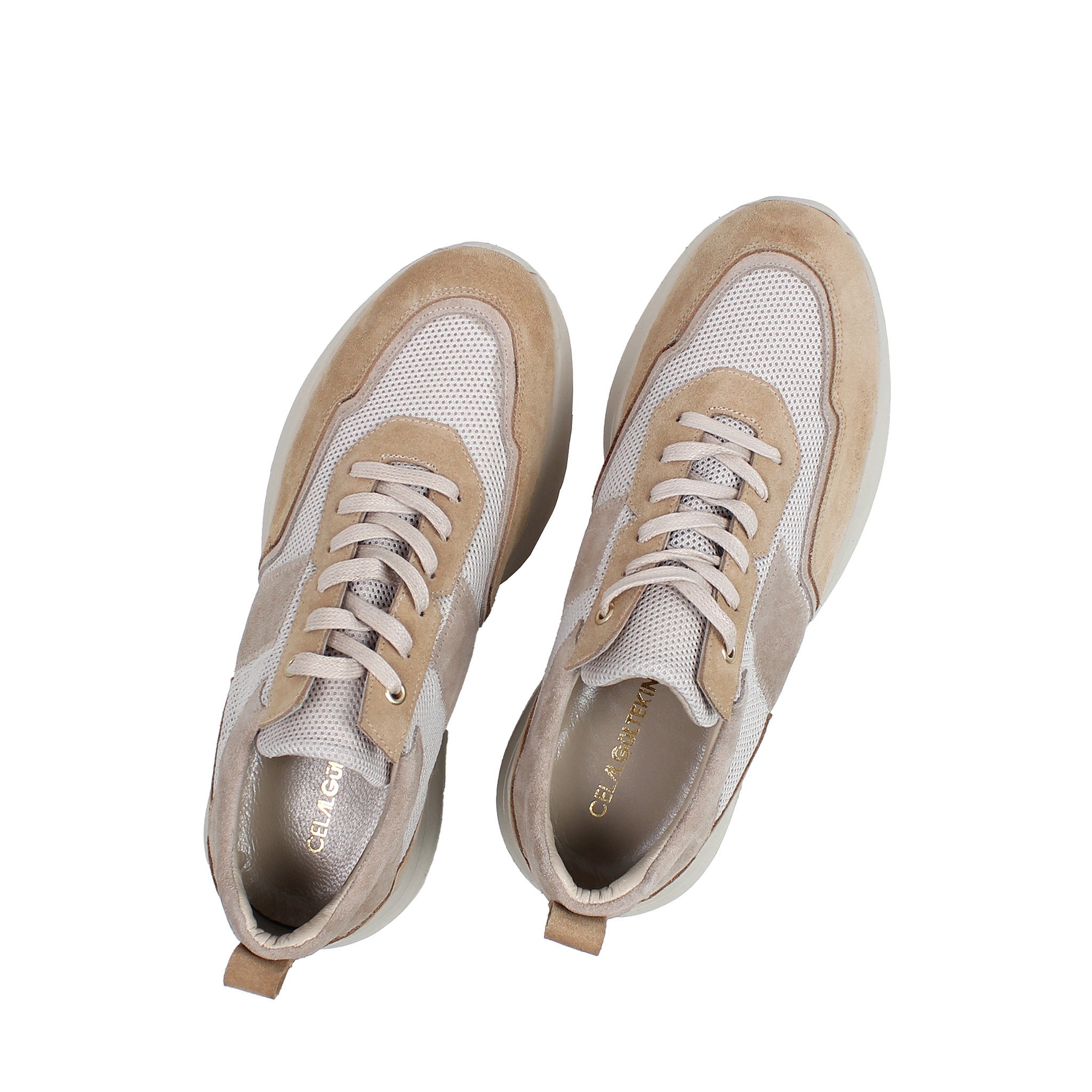 Herren Sneaker aus beigem Wildleder mit Mesh-Einsätzen (448-1913)