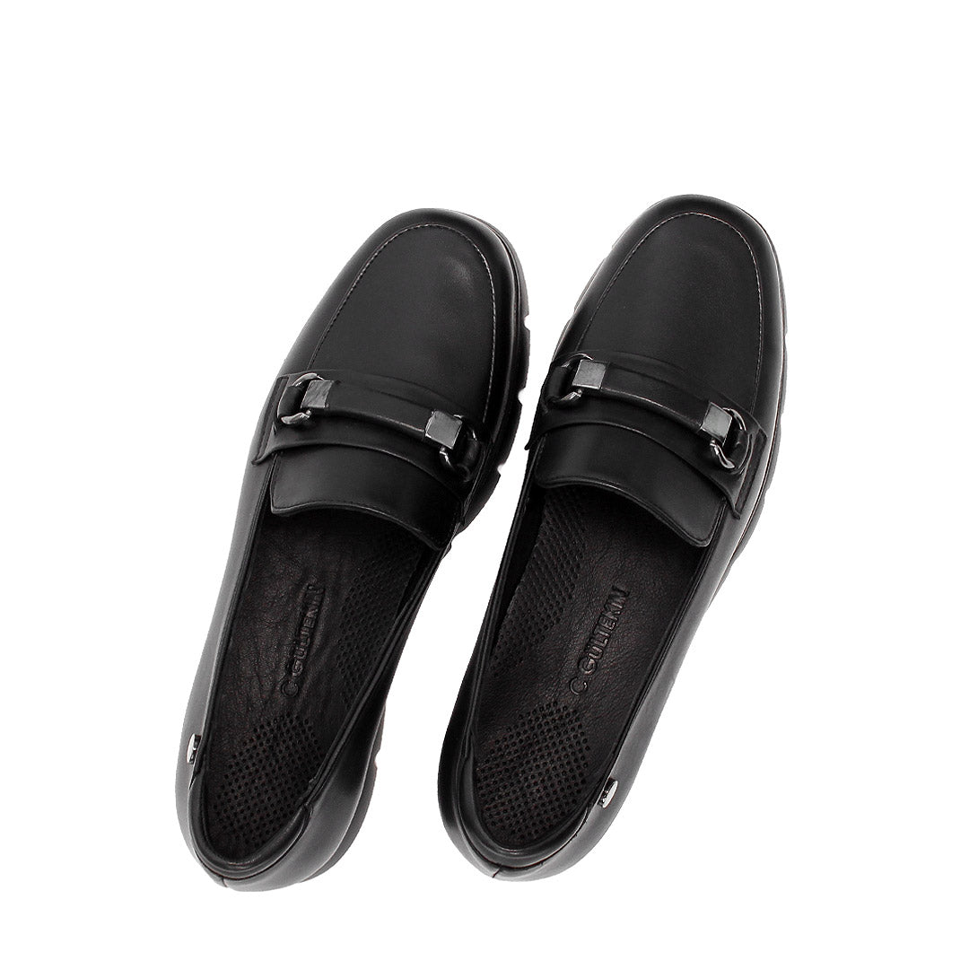 Damen Schwarze Leder Loafer zum Hineinschlüpfen (753-31804)