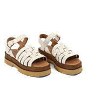 Women’s Beige Suede Leather Velcro Strap Platform Sandals (559-30008)