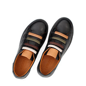Damen Schwarze Leder Freizeit-Sneaker zum Hineinschlüpfen (748-31406)
